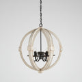 Chandelier with wooden sphere design on a white background